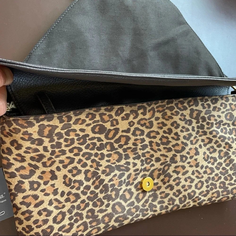 Braciano Brown Animal Print Flap Purse  - NWT